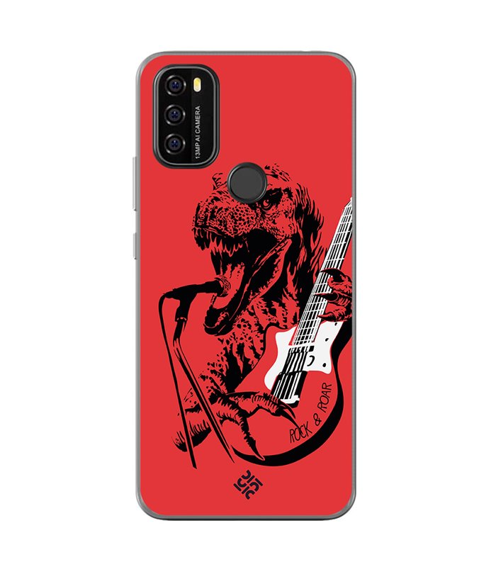 Funda para [ Blackview A70 ] Diseño Música [ Rock & Roar - Dinosaurio Tocando la Guitarra ] 