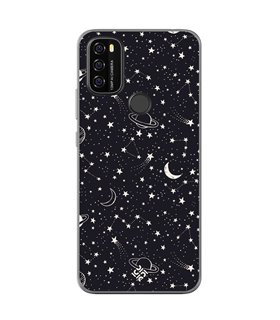 Funda para [ Blackview A70 ] Dibujo Tendencias [ Fondo Estrellado con Planetas ] de Silicona Flexible