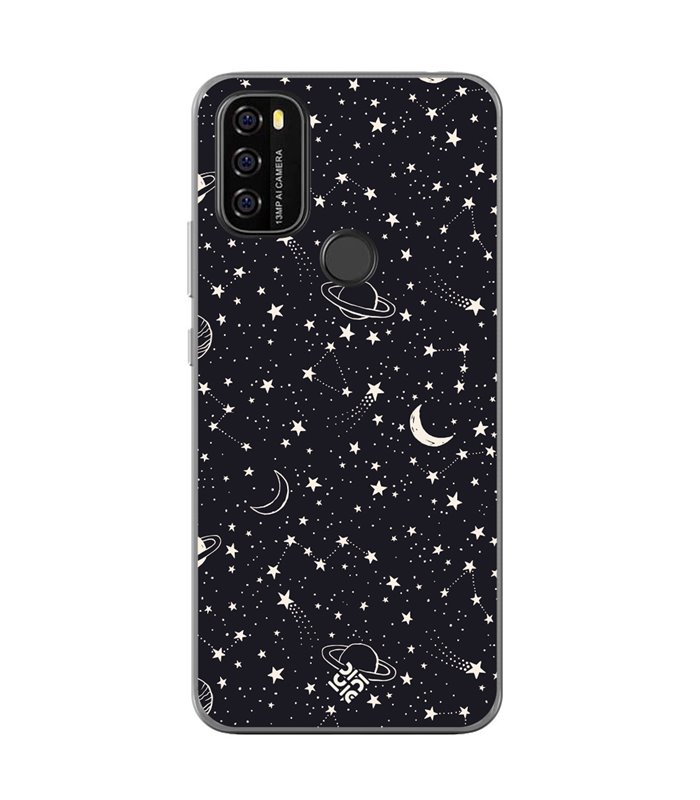 Funda para [ Blackview A70 ] Dibujo Tendencias [ Fondo Estrellado con Planetas ] de Silicona Flexible