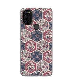 Funda para [ Blackview A70 ] Dibujo Tendencias [ Diseño Azulejos Hexágonales con Flores ] de Silicona Flexible