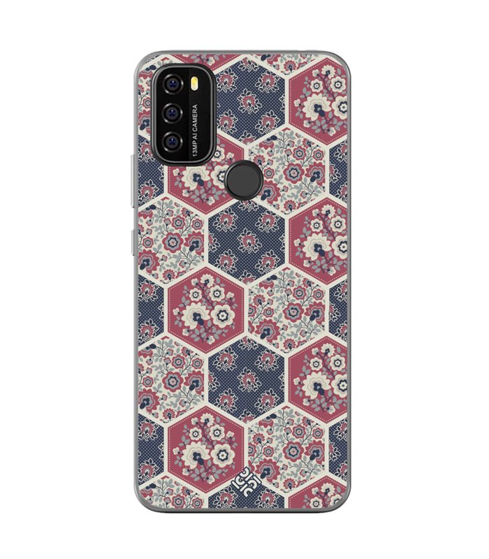 Funda para [ Blackview A70 ] Dibujo Tendencias [ Diseño Azulejos Hexágonales con Flores ] de Silicona Flexible