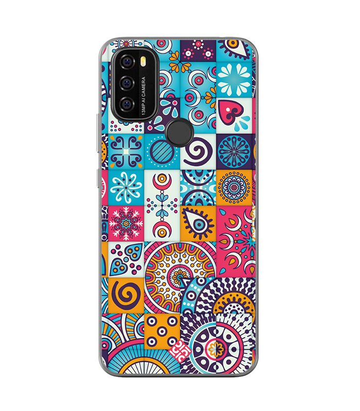 Funda para [ Blackview A70 ] Dibujo Auténtico [ Collage Mosaico Mandala ] de Silicona Flexible