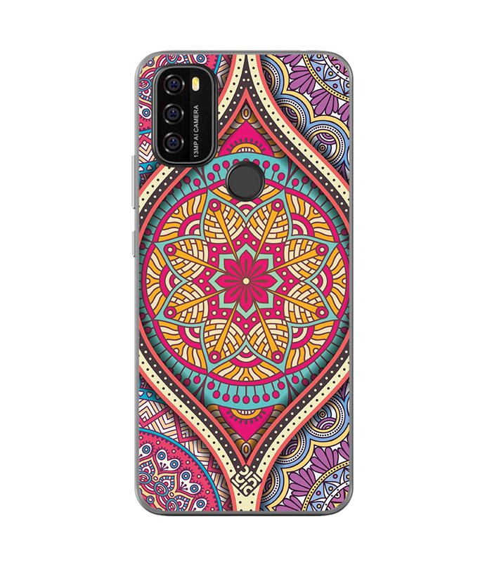 Funda para [ Blackview A70 ] Dibujo Auténtico [ Baldosa de Teja Mandala ] de Silicona Flexible