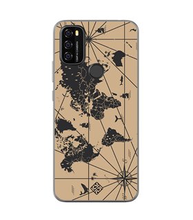 Funda para [ Blackview A70 ] Dibujo Auténtico [ Mapa Mundi ] de Silicona Flexible para Smartphone 