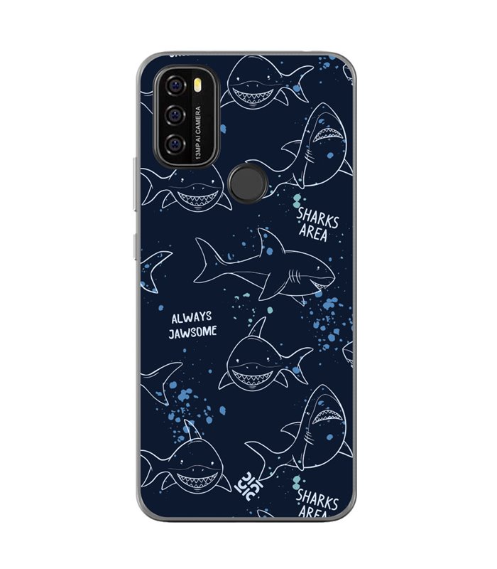 Funda para [ Blackview A70 ] Dibujo Auténtico [ Sharks Area ] de Silicona Flexible para Smartphone