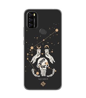 Funda para [ Blackview A70 ] Dibujo Zodiaco [ Signo Zodiacal - Acuario ] de Silicona Flexible para Smartphone 