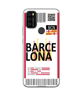 Funda para [ Blackview A70 ] Billete de Avión [ Barcelona ] de Silicona Flexible para Smartphone 