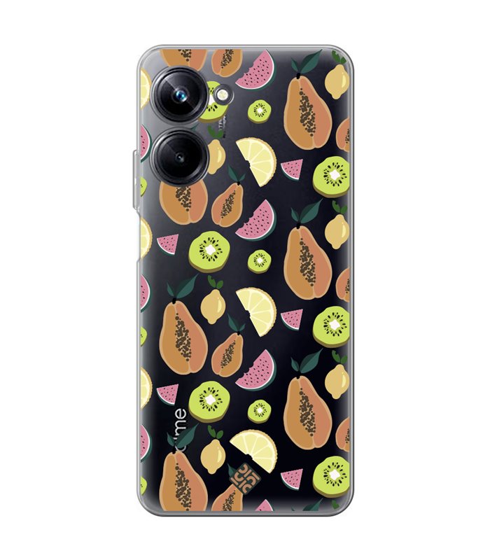 Funda para [ Realme 10 Pro ] Dibujo Auténtico [ Frutas- Papaya, Sandía, Kiwis y Limones ] de Silicona Flexible