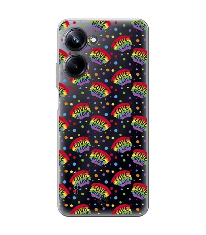 Funda para [ Realme 10 Pro ] Dibujo Auténtico [ Arcoiris - Love Wins ] de Silicona Flexible para Smartphone