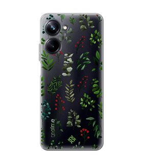 Funda para [ Realme 10 Pro ] Dibujo Botánico [ Hojas Ramas Verdes - Follaje Botánico ] de Silicona Flexible