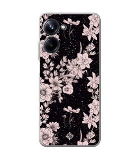 Funda para [ Realme 10 Pro ] Dibujo Botánico [ Flores de amapola daffodil, anémona, violeta en fondo estrellado ] 