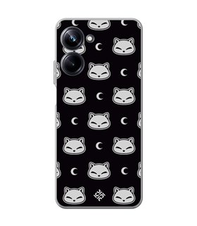 Funda para [ Realme 10 Pro ] Dibujo Cute [ Gato Negro Lunar ] de Silicona Flexible para Smartphone