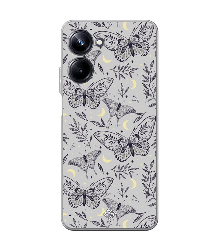 Funda para [ Realme 10 Pro ] Dibujo Esotérico [ Boho Fondo Mágico con Elementos de Espacio Gris Estrellas ] 