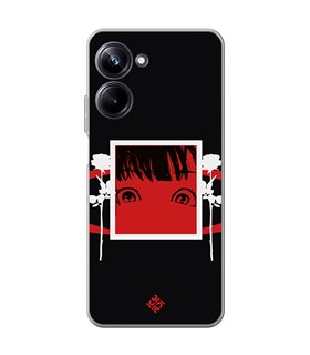 Funda para [ Realme 10 Pro ] Dibujos Frikis [ Mirada Anime, Manga Rojo Intenso ] de Silicona Flexible