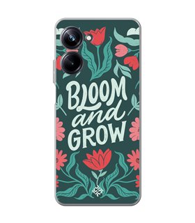 Funda para [ Realme 10 Pro ] Dibujo Frases Guays [ Flores Bloom and Grow ] de Silicona Flexible para Smartphone