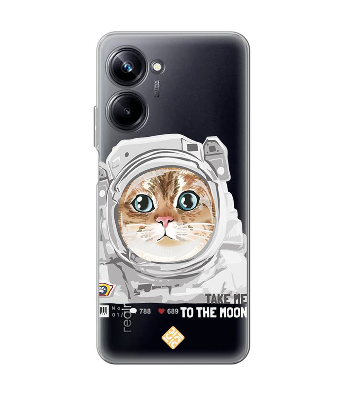 Funda para [ Realme 10 Pro ] Dibujo Mascotas [ Gato Astronauta - Take Me To The Moon ] 
