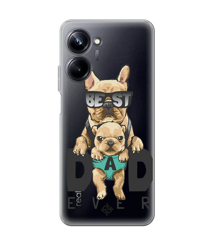 Funda para [ Realme 10 Pro ] Dibujo Mascotas [ Perro Bulldog - Best Dad Ever ] de Silicona Flexible