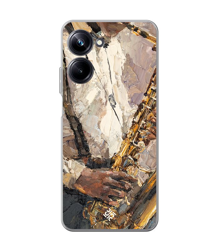 Funda para [ Realme 10 Pro ] Diseño Música [ Pintura - Tocando el Saxofón ] de Silicona Flexible