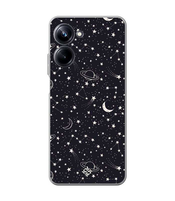 Funda para [ Realme 10 Pro ] Dibujo Tendencias [ Fondo Estrellado con Planetas ] de Silicona Flexible