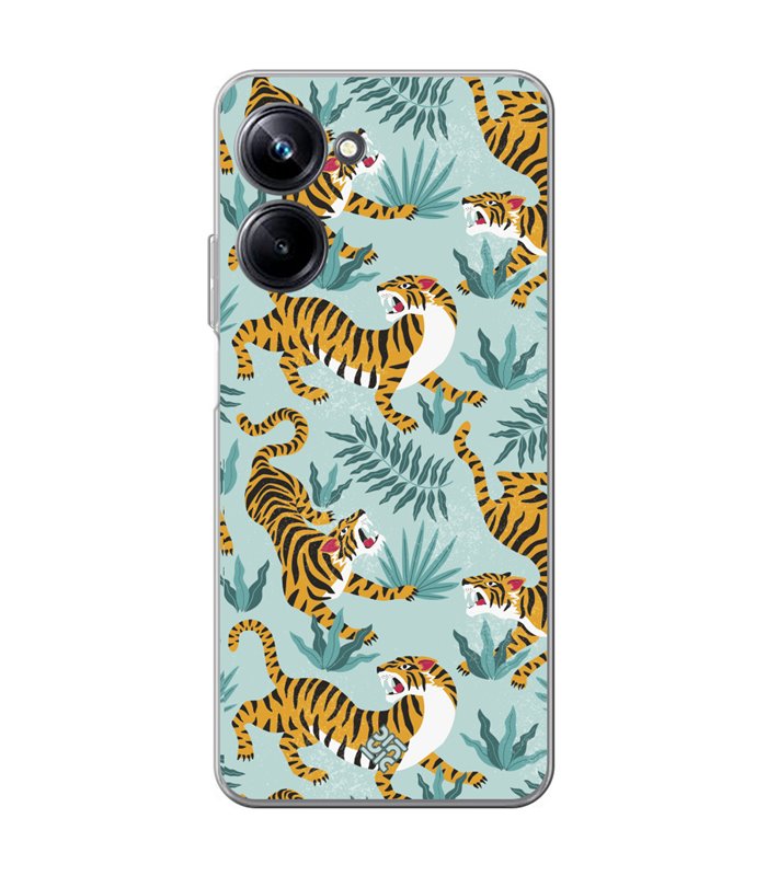 Funda para [ Realme 10 Pro ] Dibujo Tendencias [ Estampado de Tigres ] de Silicona Flexible para Smartphone 