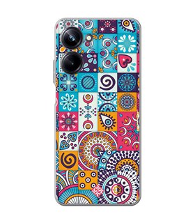 Funda para [ Realme 10 Pro ] Dibujo Auténtico [ Collage Mosaico Mandala ] de Silicona Flexible