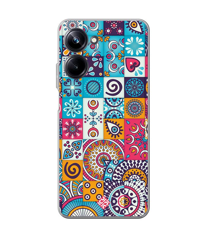 Funda para [ Realme 10 Pro ] Dibujo Auténtico [ Collage Mosaico Mandala ] de Silicona Flexible