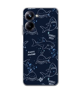 Funda para [ Realme 10 Pro ] Dibujo Auténtico [ Sharks Area ] de Silicona Flexible para Smartphone