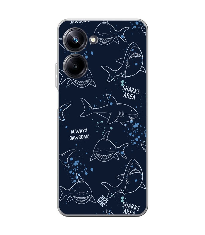 Funda para [ Realme 10 Pro ] Dibujo Auténtico [ Sharks Area ] de Silicona Flexible para Smartphone