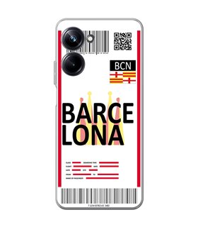 Funda para [ Realme 10 Pro ] Billete de Avión [ Barcelona ] de Silicona Flexible para Smartphone 