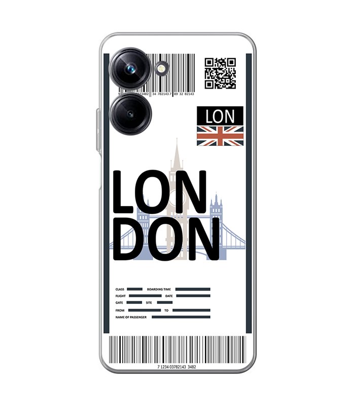 Funda para [ Realme 10 Pro ] Billete de Avión [ London ] de Silicona Flexible para Smartphone 