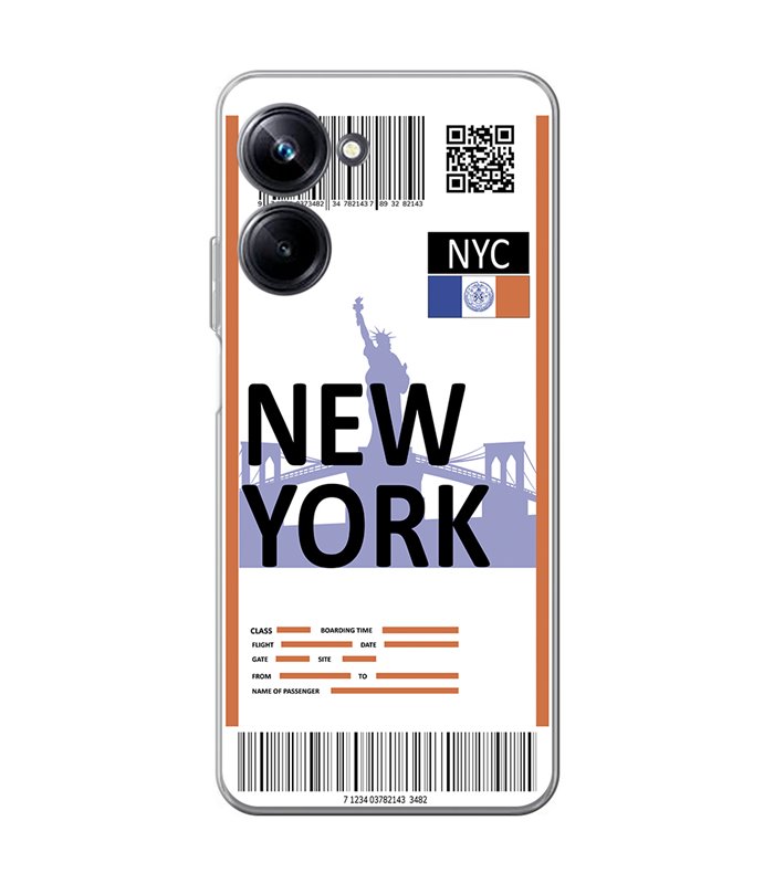 Funda para [ Realme 10 Pro ] Billete de Avión [ New York ] de Silicona Flexible para Smartphone 