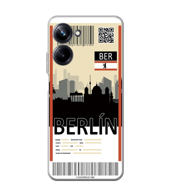 Funda para [ Realme 10 Pro ] Billete de Avión [ Berlín ] de Silicona Flexible para Smartphone 