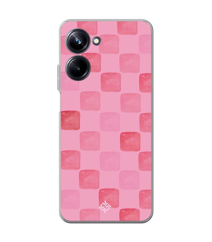 Funda para [ Realme 10 Pro ] Color del Año Magenta [ Checkerboard Magenta - Patrón de Cuadrados - Estilo Acuarela ] 