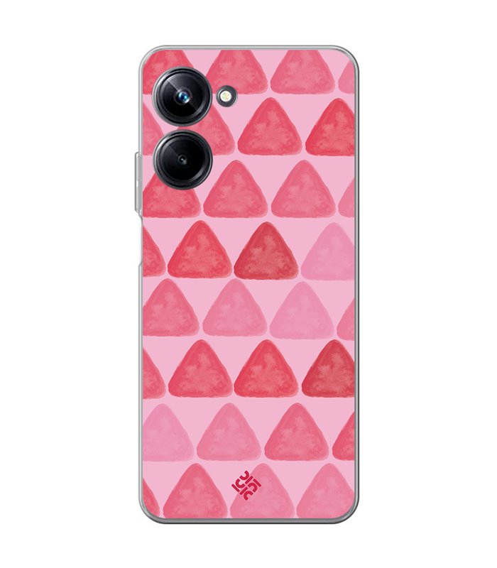 Funda para [ Realme 10 Pro ] Color del Año Magenta [ Triángulos Magenta - Patrón de Triángulos - Estilo Acuarela ] 