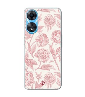 Funda para [ OPPO A78 5G ] Dibujo Botánico [ Flores Rosa Pastel ] de Silicona Flexible para Smartphone