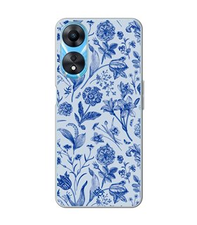 Funda para [ OPPO A78 5G ] Dibujo Botánico [ Flores Silvestres Patron Azul ] de Silicona Flexible