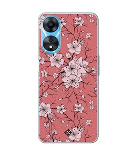 Funda para [ OPPO A78 5G ] Dibujo Botánico [ Flores sakura con patron japones ] de Silicona Flexible