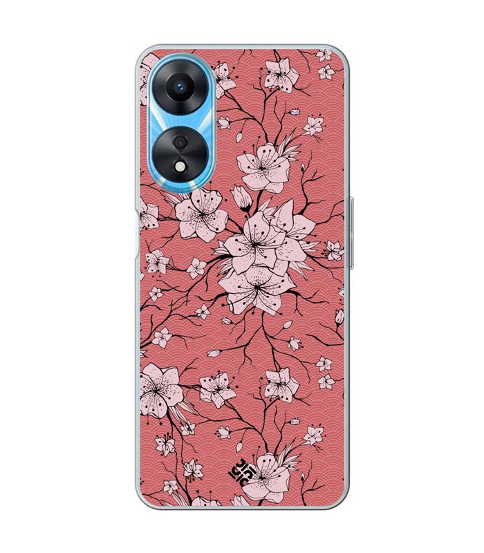 Funda para [ OPPO A78 5G ] Dibujo Botánico [ Flores sakura con patron japones ] de Silicona Flexible