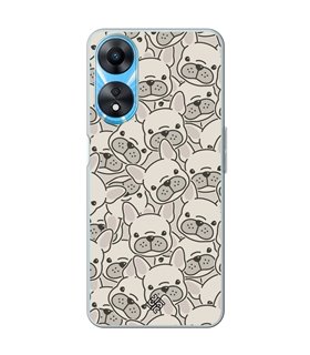 Funda para [ OPPO A78 5G ] Dibujo Cute [ Pegatinas Perrito Bulldog Frances ] de Silicona Flexible