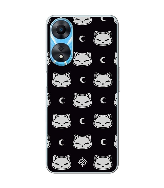 Funda para [ OPPO A78 5G ] Dibujo Cute [ Gato Negro Lunar ] de Silicona Flexible para Smartphone