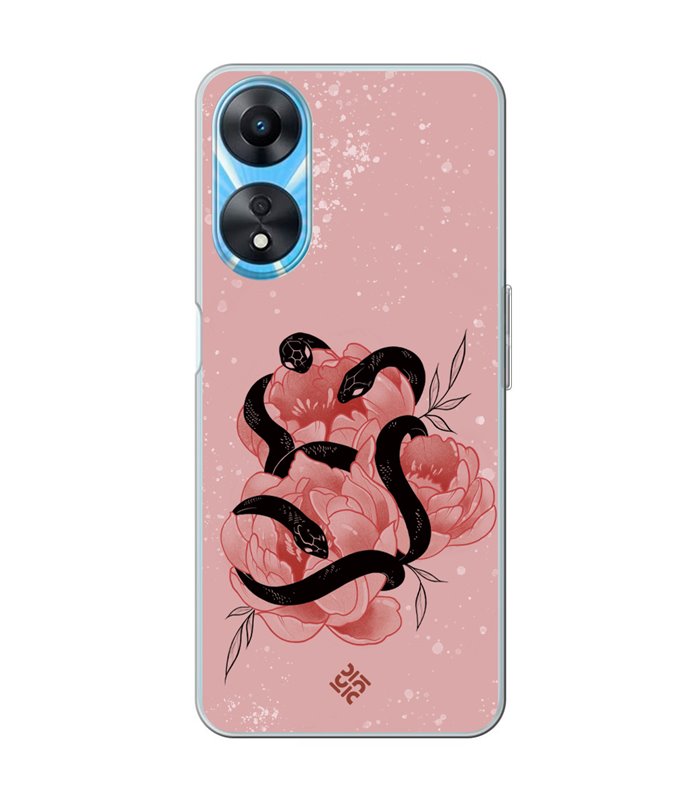 Funda para [ OPPO A78 5G ] Dibujo Esotérico [ Tentación Floral - Rosas con Serpientes ] de Silicona Flexible