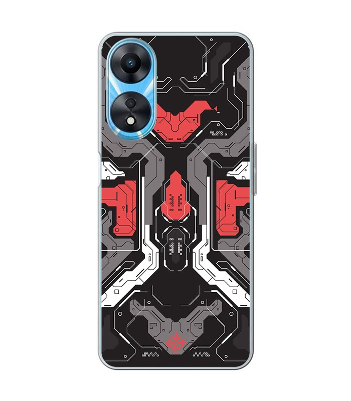 Funda para [ OPPO A78 5G ] Dibujo Gamers [ Cyberpunk Rojo y Grises ] de Silicona Flexible para Smartphone