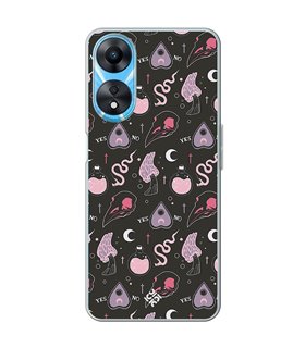 Funda para [ OPPO A78 5G ] Dibujo Gotico [ Diseño Brujería en Tonos Pastel y Fondo Negro ] de Silicona