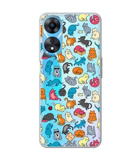 Funda para [ OPPO A78 5G ] Dibujo Mascotas [ Gatos de Varios Colores ] de Silicona Flexible