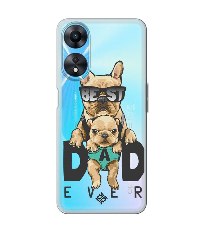 Funda para [ OPPO A78 5G ] Dibujo Mascotas [ Perro Bulldog - Best Dad Ever ] de Silicona Flexible