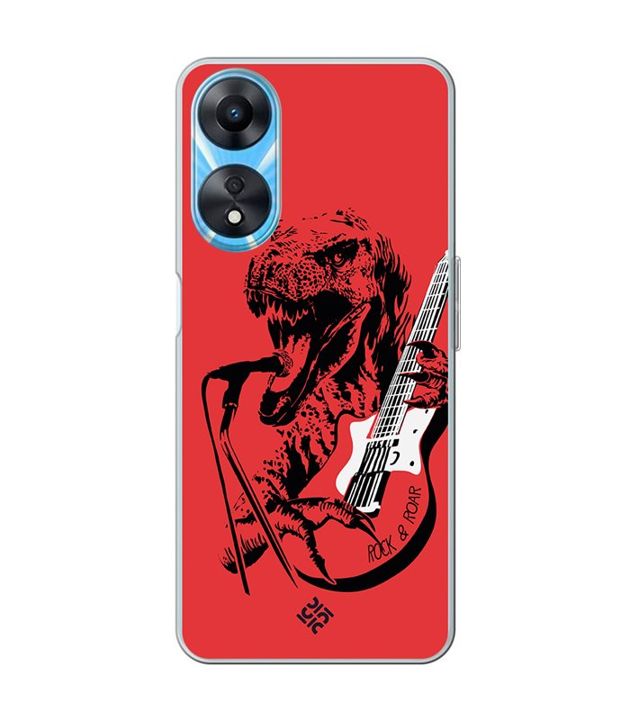 Funda para [ OPPO A78 5G ] Diseño Música [ Rock & Roar - Dinosaurio Tocando la Guitarra ] 