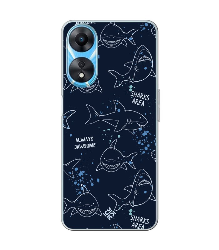 Funda para [ OPPO A78 5G ] Dibujo Auténtico [ Sharks Area ] de Silicona Flexible para Smartphone