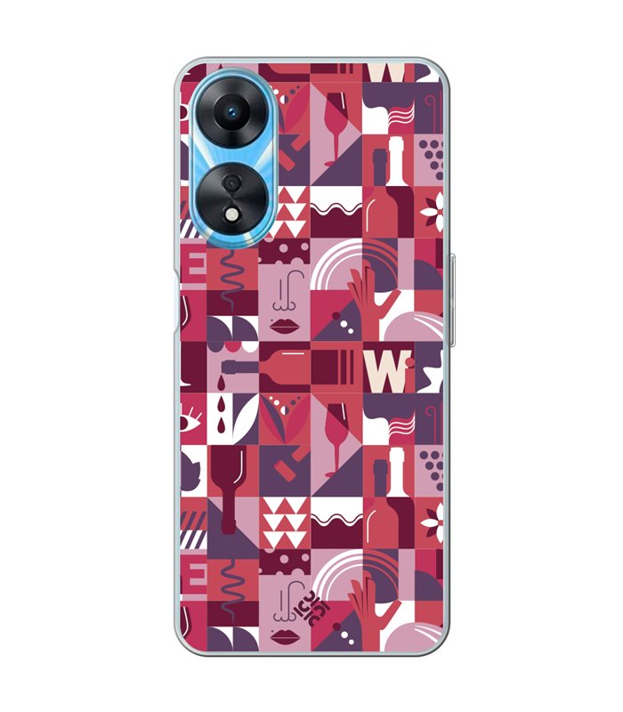 Funda para [ OPPO A78 5G ] Dibujo Auténtico [ Collage Vino ] de Silicona Flexible