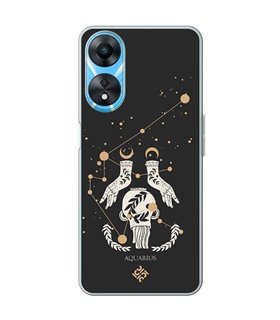 Funda para [ OPPO A78 5G ] Dibujo Zodiaco [ Signo Zodiacal - Acuario ] de Silicona Flexible para Smartphone 