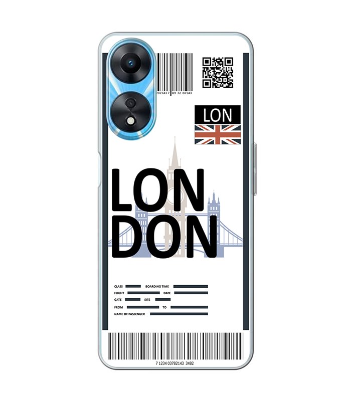 Funda para [ OPPO A78 5G ] Billete de Avión [ London ] de Silicona Flexible para Smartphone 